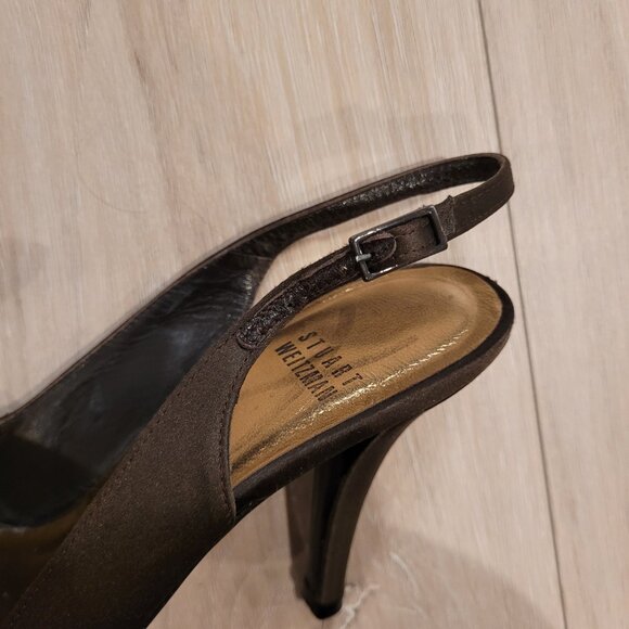 STUART WEITZMAN | Satin Slingback Open Toe Heels | Sz. 7.5 - Picture 10 of 10